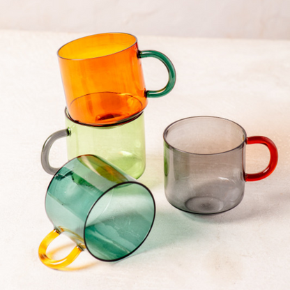 Niko Glass Mug, Green , Set of 4