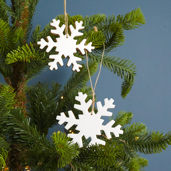 Enameled Mango Wood Snowflake Ornaments – The Address for Home Interiors