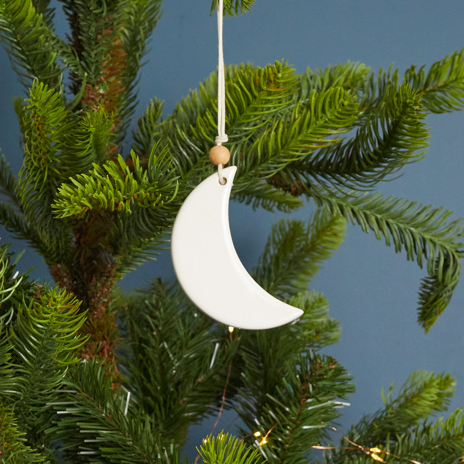 White Stoneware Moon Ornament