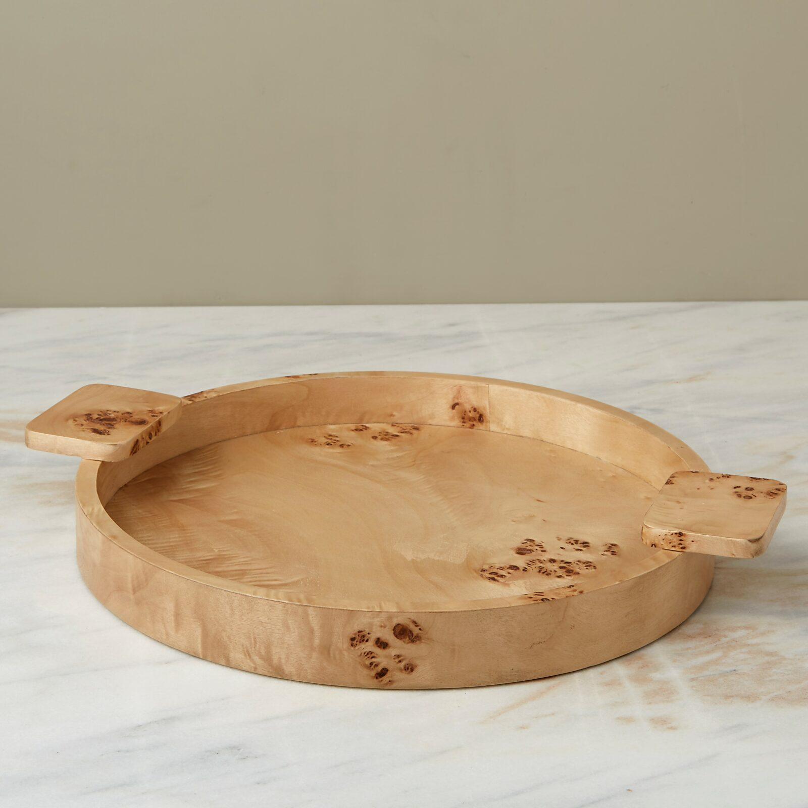 Uma Burl Wood Round Tray - Be Home