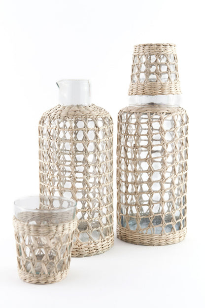 Seagrass Small Cage Tumbler Glass Seagrass Brand_Seagrass &amp; Rattan Carafes Kitchen_Drinkware Tumblers &amp; Highballs Caged_Carafe_and_Mini_Tumbler_Set_A_29c8f81b-1227-4bef-84cd-65775f12cd59