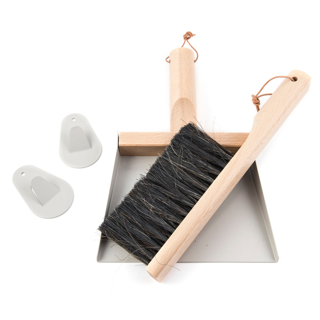 Andree Jardin &quot;Mr &amp; Mrs Clynk&quot; Gray Hand Brush, Dustpan and Wall Hooks  