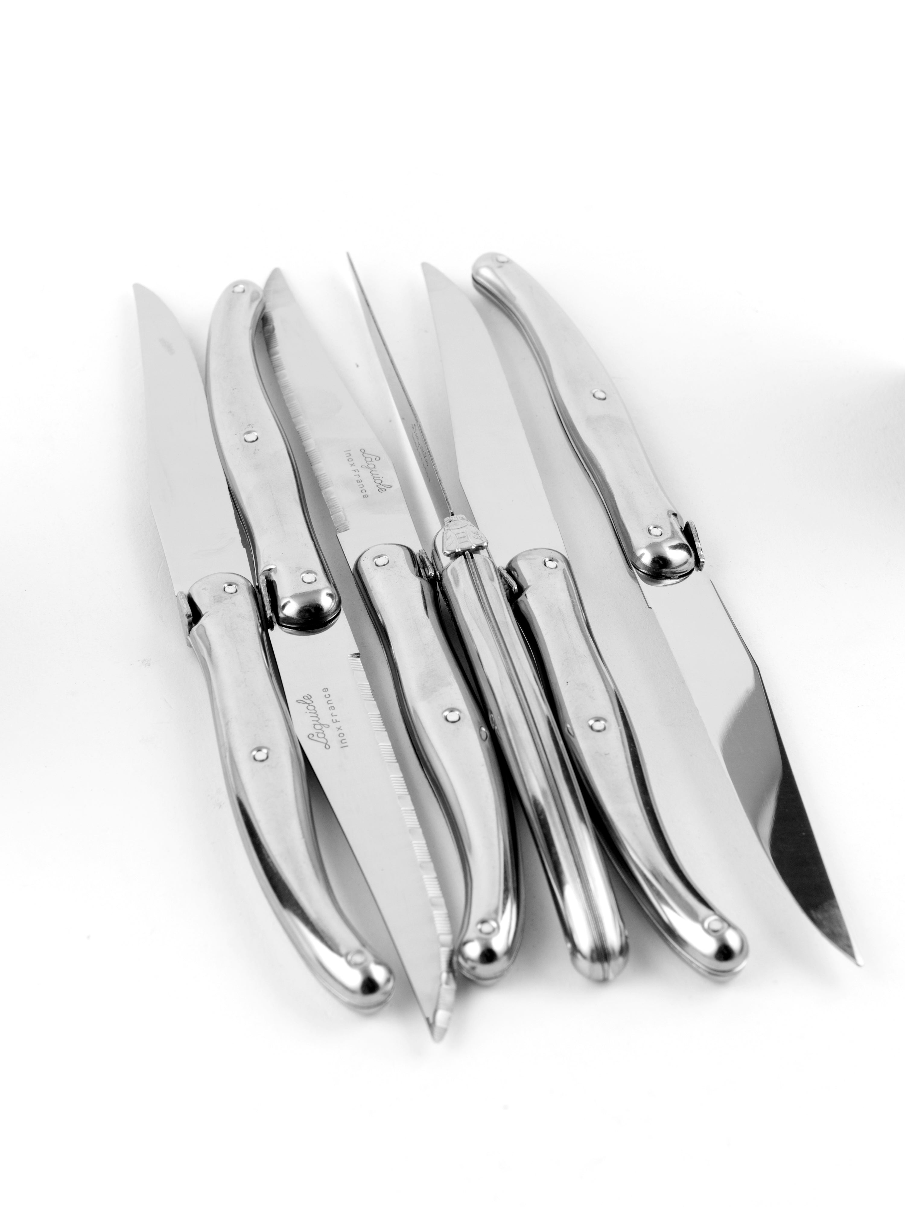 Laguiole 6 Piece Steak Knife Set, Stainless Steel in Wood Box with