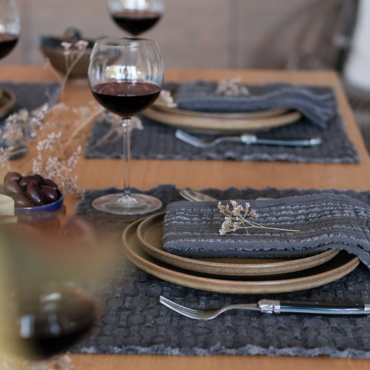 Wren Placemats, Charcoal, Set Of 4