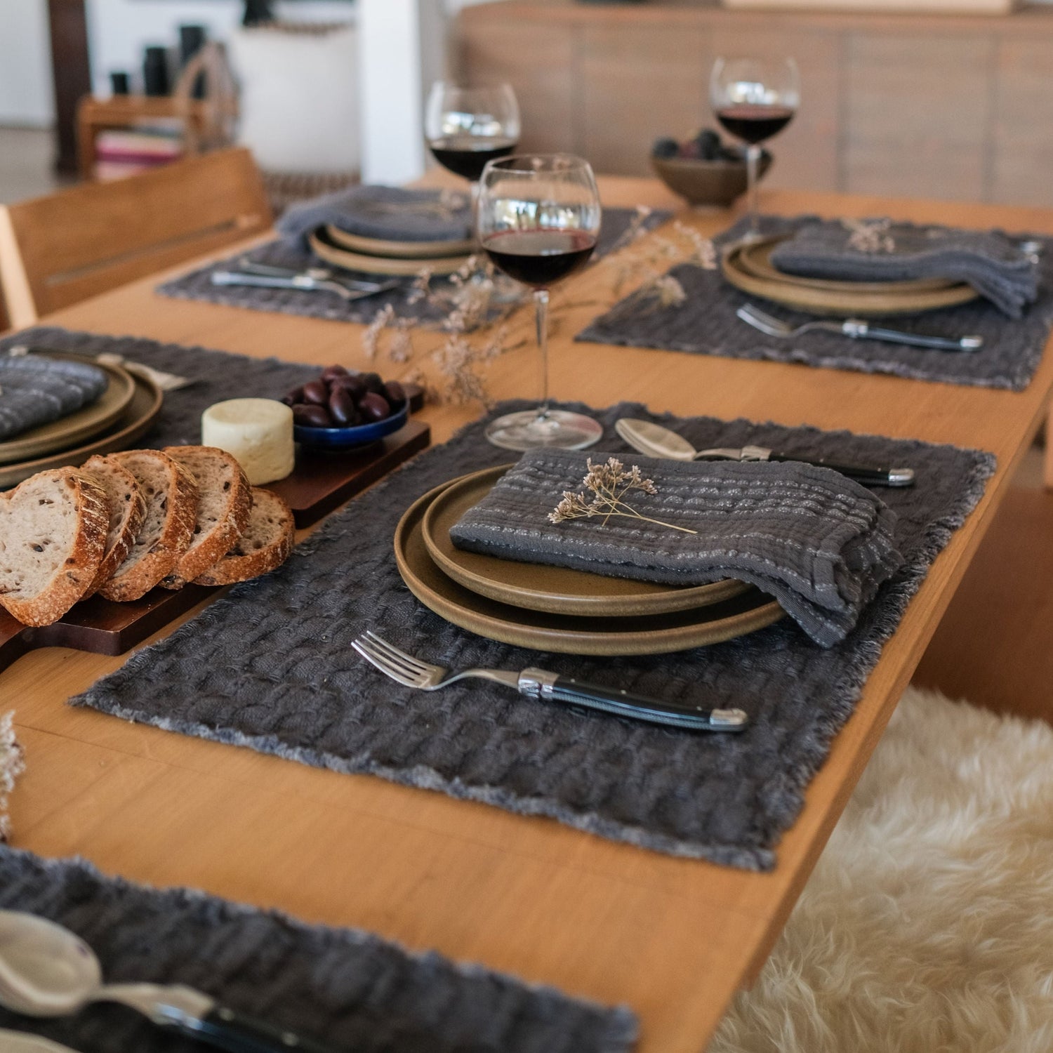 Wren Placemats, Charcoal, Set Of 4