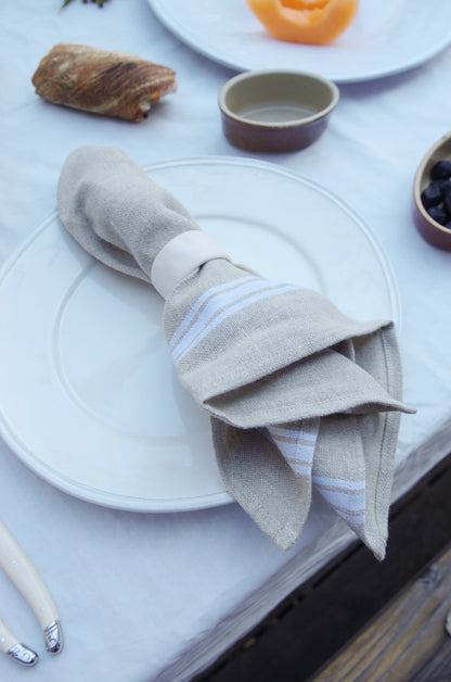 Thieffry Belgian Linen Napkins, White, Set of 4