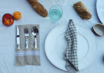 Thieffry Belgian Linen Utensil Holder, White