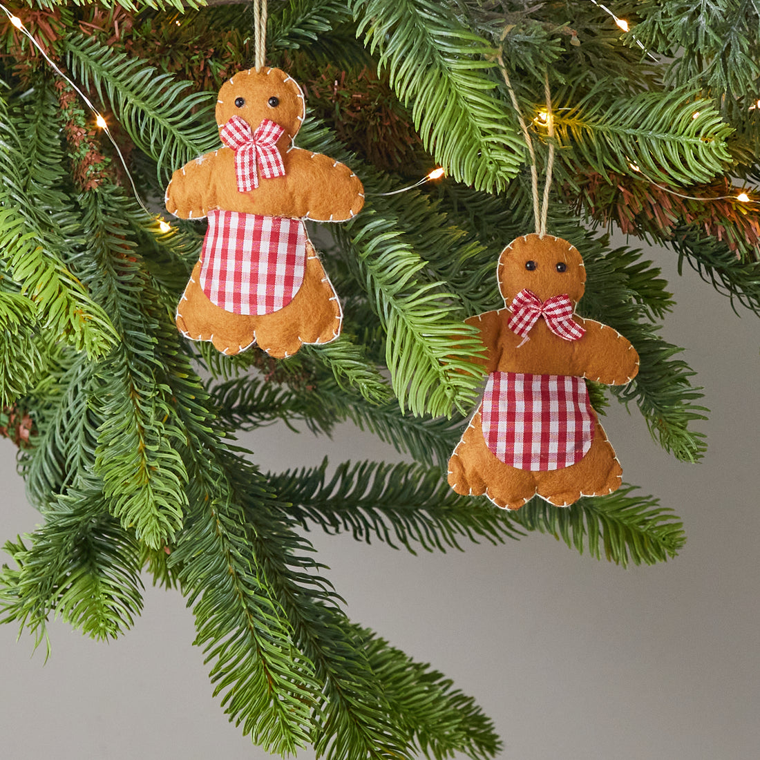 Felt Gingerbread Cookie Ornaments, Set of 2