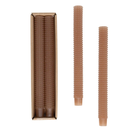 Hobnail Taper Candles, Set of 2, Cappuccino