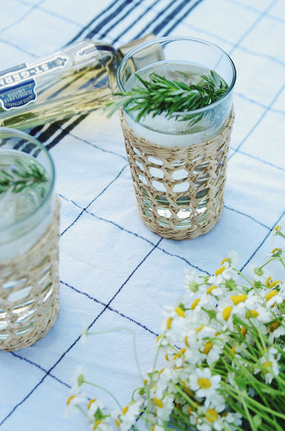 Seagrass Cage Highball Glass , Set of 4