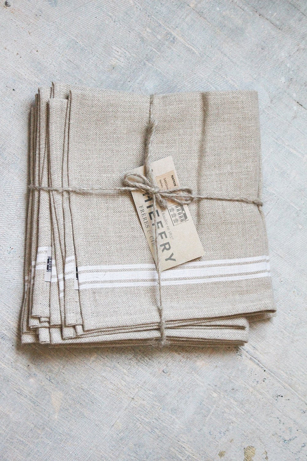 Thieffry White Monogramme Linen Dish Towel (28&quot; x 20.5&quot;) - French Dry Goods