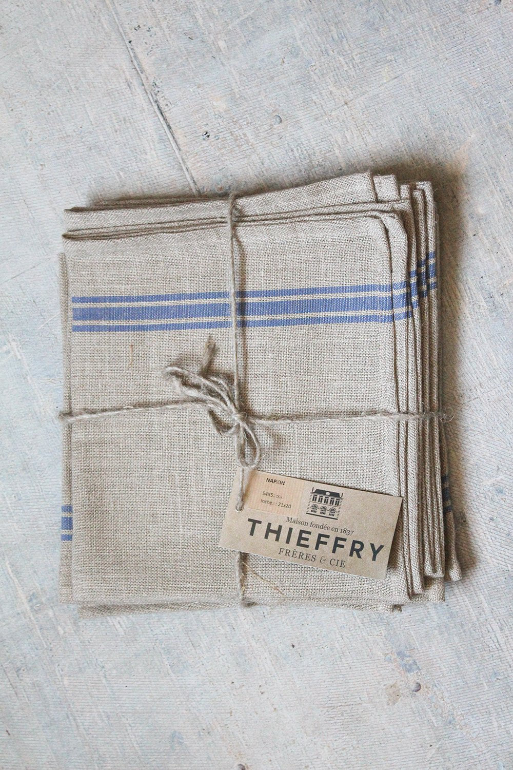 Thieffry Blue Monogramme Linen Dish Towel (28&quot; x 20.5&quot;) - French Dry Goods