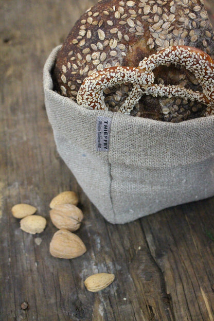 Thieffry Belgian Linen Bread Basket, Raw Natural