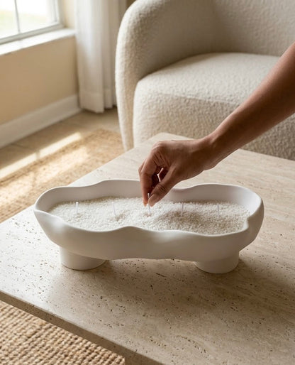 Scalloped Candle Tray-Refillable Sand Wax Candle Vessel