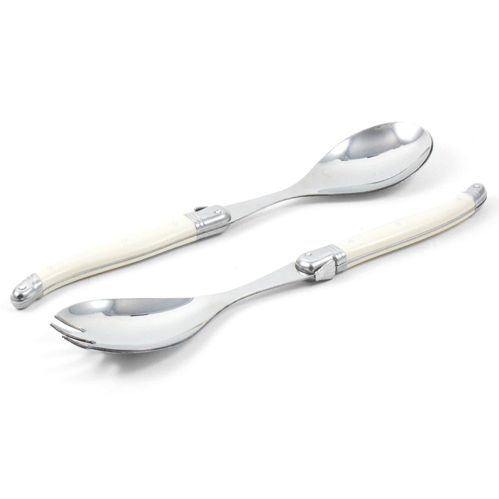 Laguiole Salad Serving Set, Ivory in wooden box