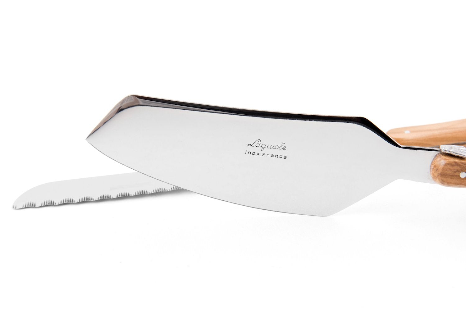 Laguiole Cake server w/ serrated knife Olivewood - wood flat