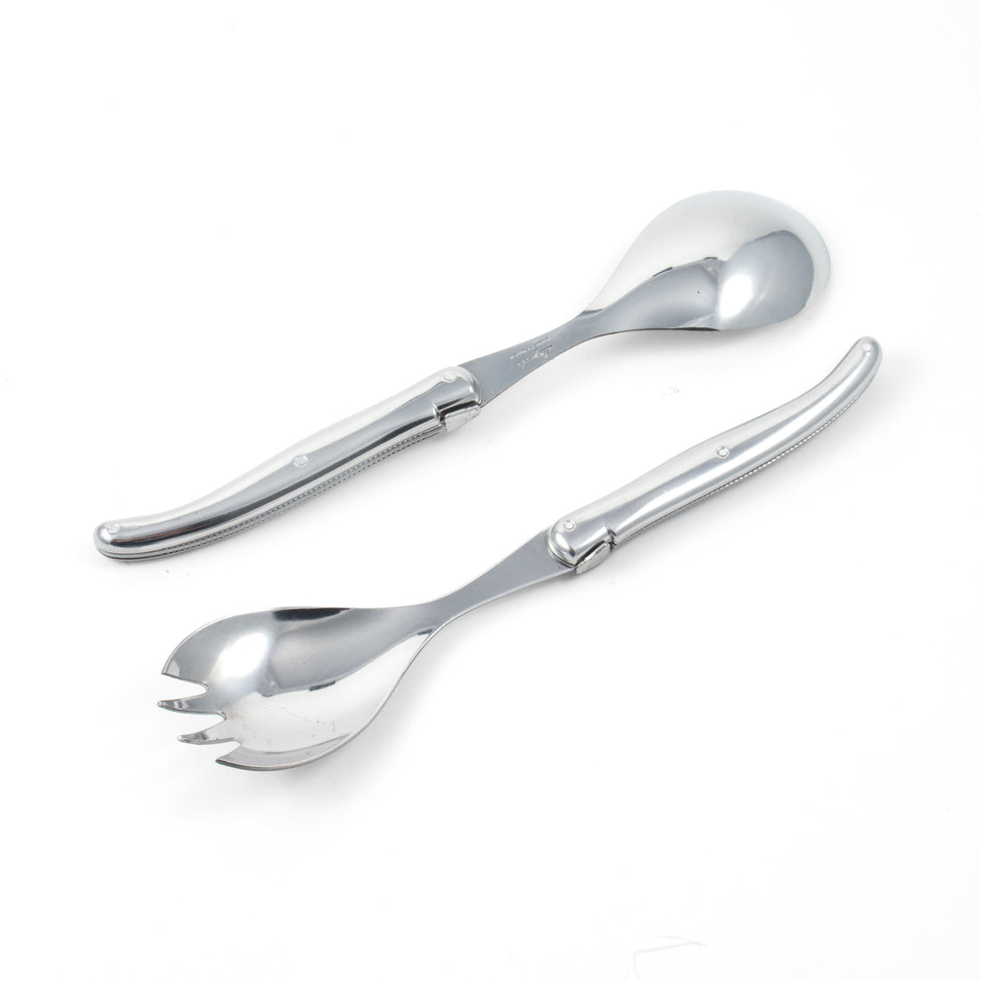 Laguiole Platine Salad Serving Set Stainless Steel in Wood Box (Set of 2) - French Dry Goods