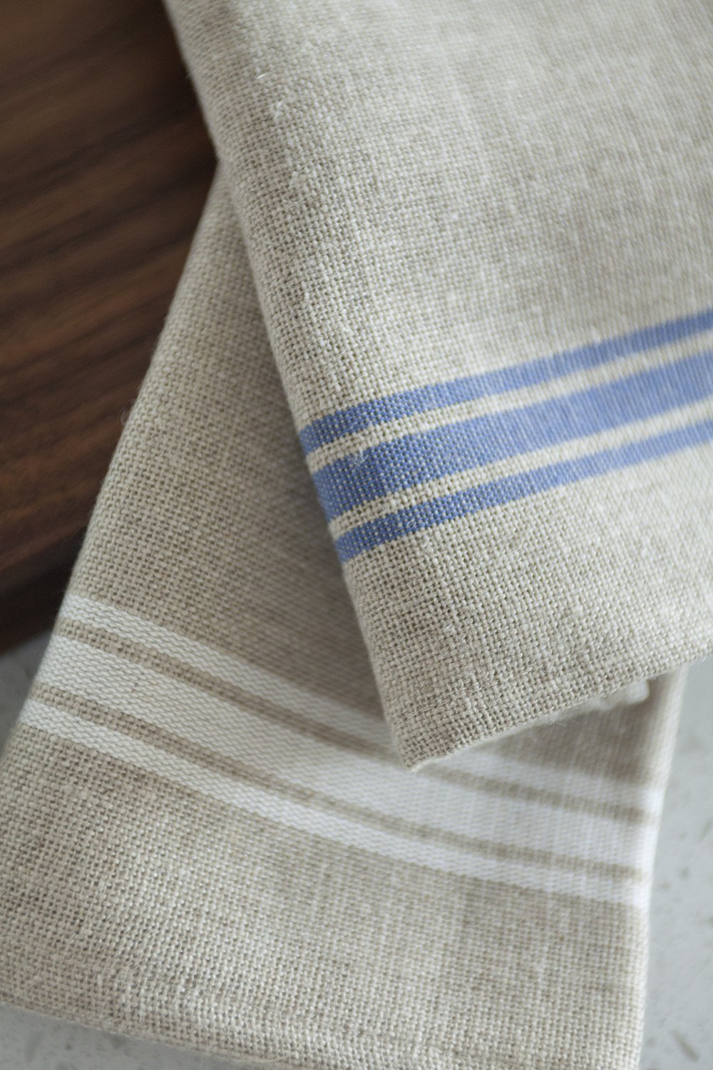 Thieffry Blue Monogramme Linen Dish Towel (28&quot; x 20.5&quot;) - French Dry Goods