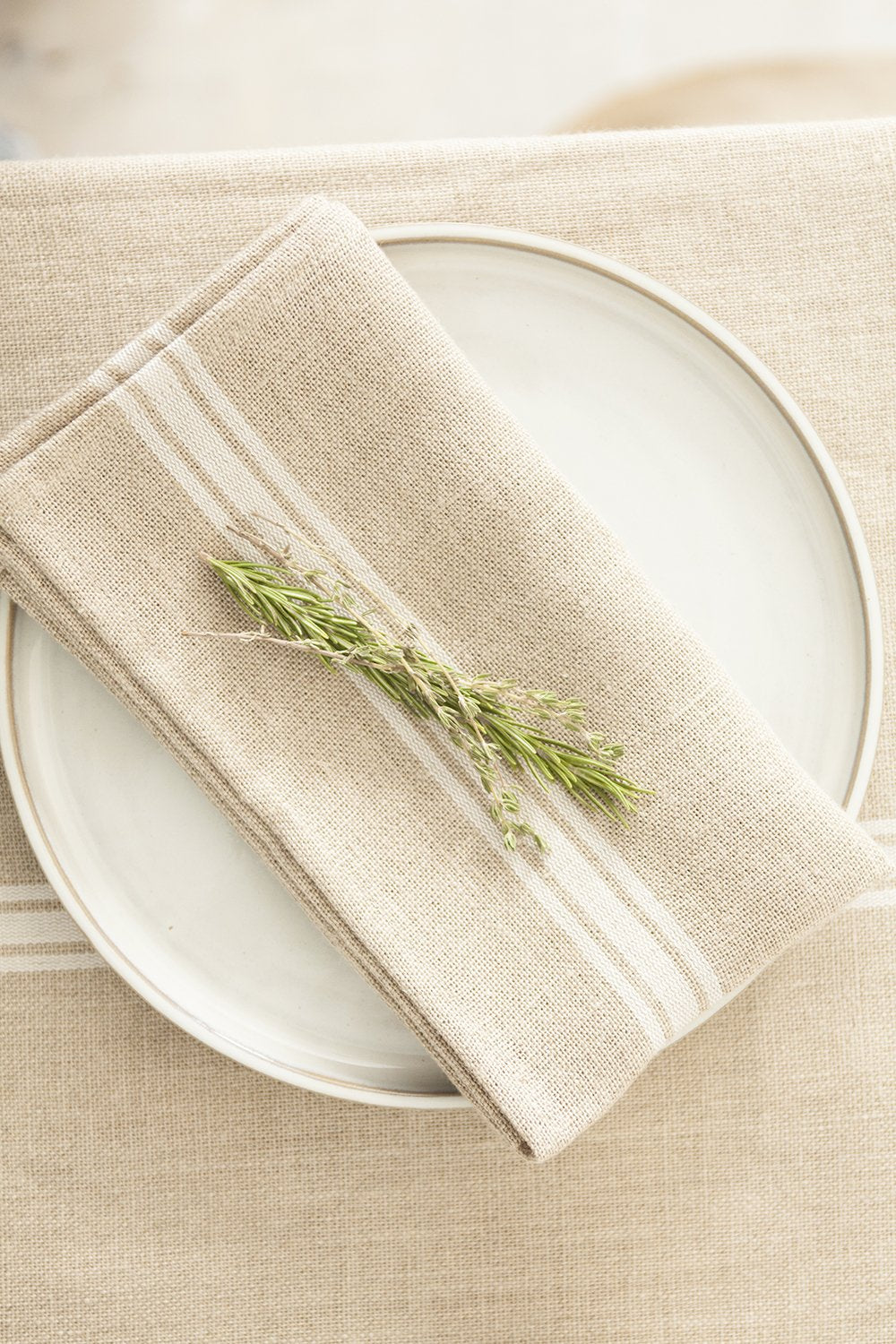 Thieffry White Monogramme Linen Napkin (21&quot; x 20&quot;) - Set of 2 - French Dry Goods