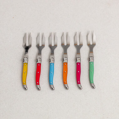 Set of 6 Laguiole Rainbow Mini Cheese Forks