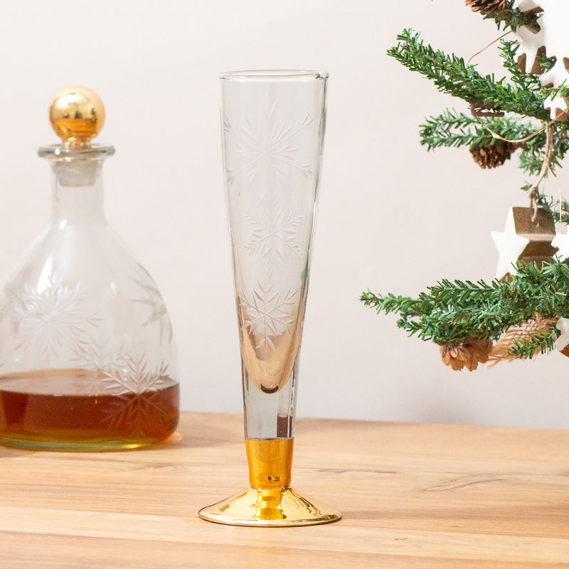 Snowflake Flute with Gold Foot