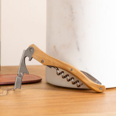 Olivewood Corkscrew (sm) with Brown Leather Pouch