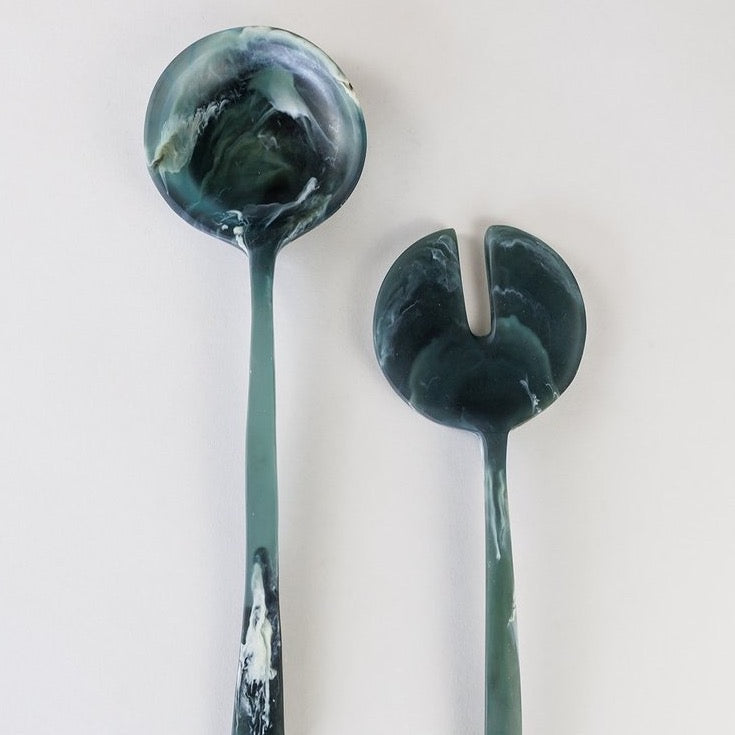 Handmade Salad Servers, Moss