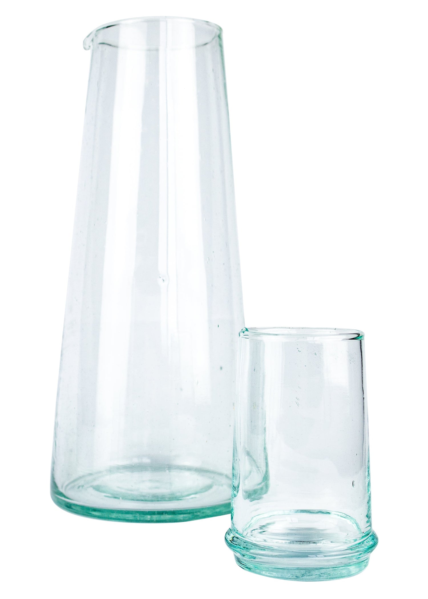 Beldi Large Tapered Carafe Clear Glass Kessy Beldi Brand_Kessy Beldi Brand_Une Vie Nomade Carafes Kitchen_Drinkware Wine Glasses MoroccanKessyBeldiClearGlassCarafe8000-E39_C8000-E39_C