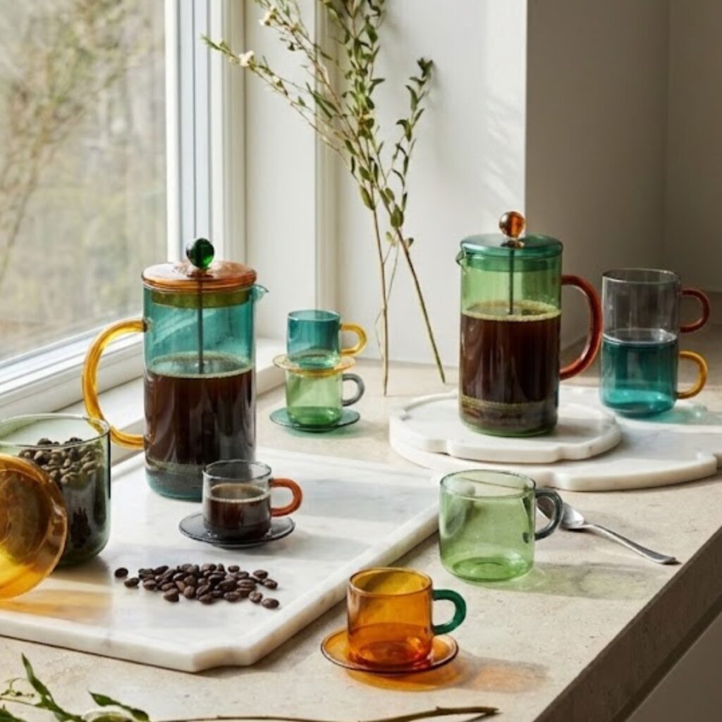 Niko French Press, Teal &amp; Yellow