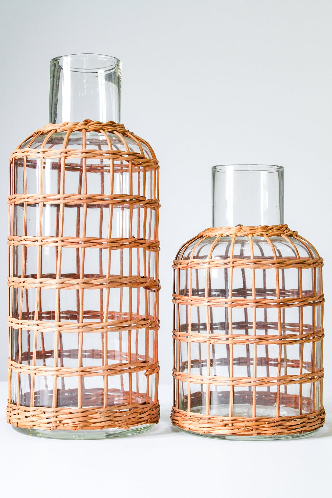 Rattan Cage Vase Carafe Medium Glass Rattan Carafes Rattan Rattan-Carafes