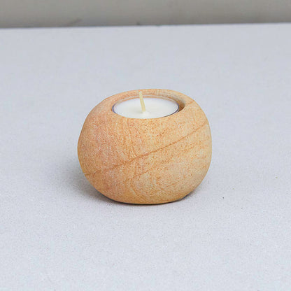 Rainbow Sandstone Pebble Candleholder, Large