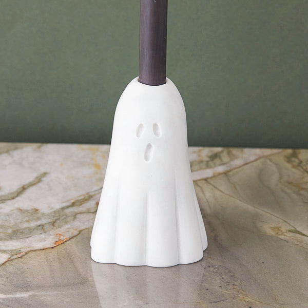 White Marble Ghost Taper Holder, Large