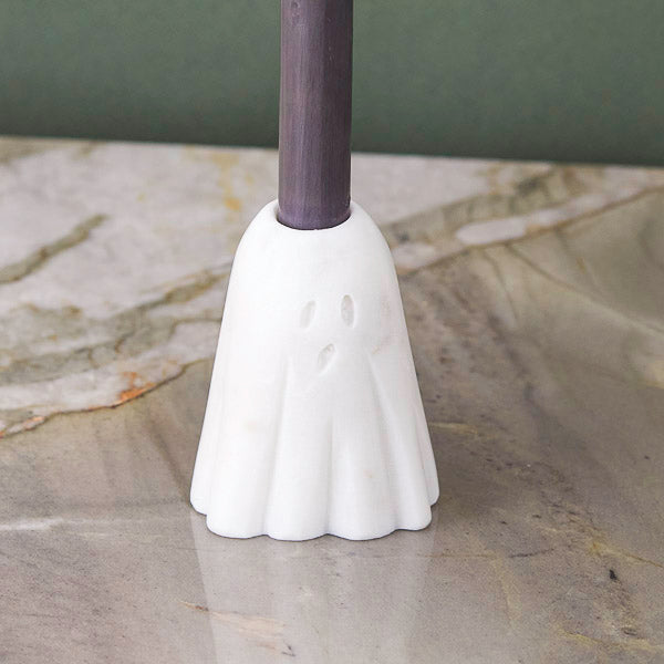 White Marble Ghost Taper Holder, Small