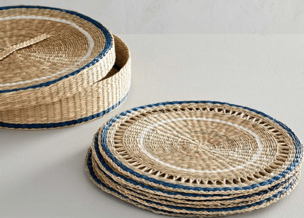 Seagrass Placemats S/6 in Carrier Blue Placemats Seagrass Brand_Seagrass &amp; Rattan Carafes discontinued Glassware Kitchen_Drinkware summer dining summer sale Screenshot2024-01-12at8.30.28AM