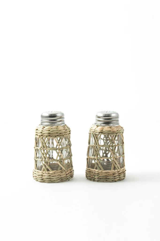 Seagrass Cage Salt &amp; Pepper Set Glass Seagrass Brand_Seagrass &amp; Rattan Kitchen_Serveware Serving Pieces Seagrass-Salt-Pepper-Edit