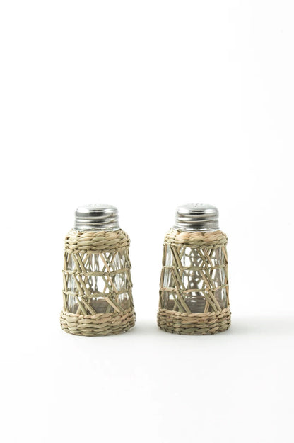 Seagrass Cage Salt &amp; Pepper Set Glass Seagrass Brand_Seagrass &amp; Rattan Kitchen_Serveware Serving Pieces Seagrass-Salt-Pepper-Edit