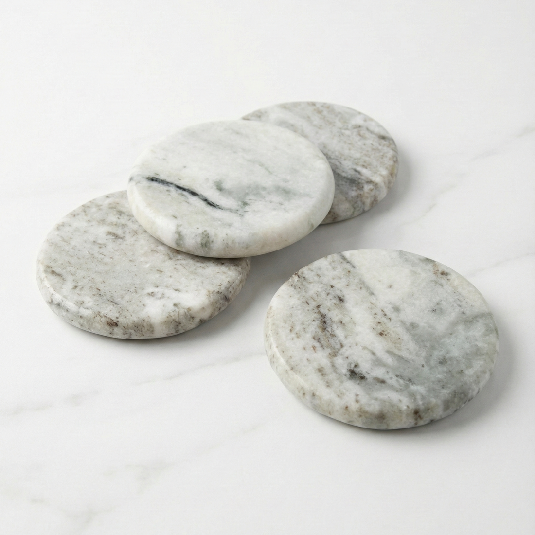 Waterfall Marble Round Coasters, Set of 4