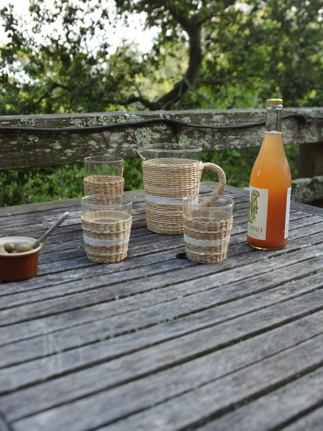 White Collection Seagrass Pitcher (Now 25% off!) Glass Seagrass Brand_Seagrass &amp; Rattan Kitchen_Drinkware lm New Arrivals Seagrass Serving Pieces White_Stripe_Seagrass_Pitcher-408A2F53-2248x3000