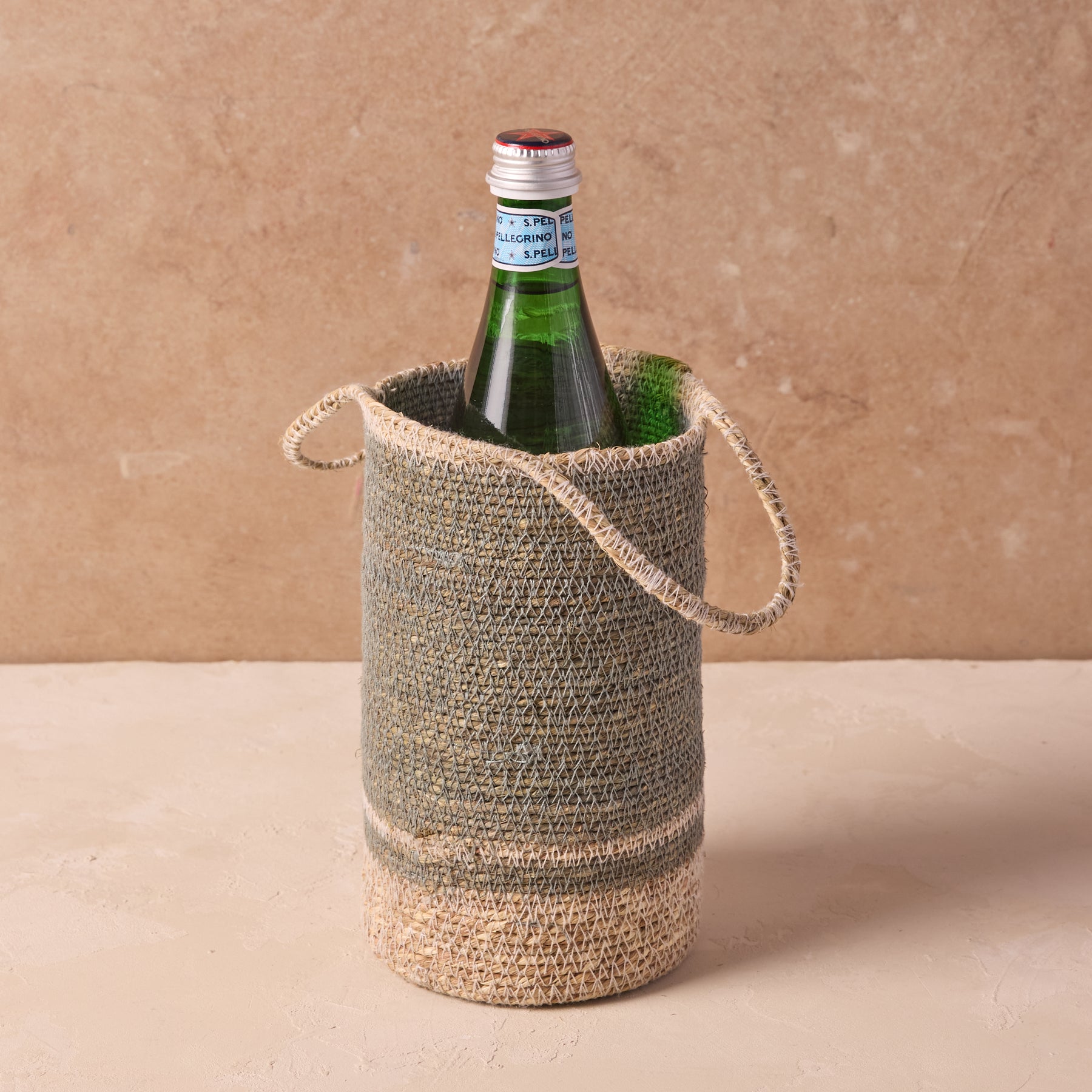 Hydra Woven Seagrass Bottle Holder, Seafoam