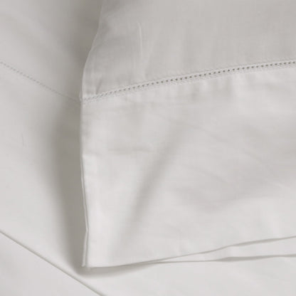 Classico Hemstitch Cotton Sateen Standard Pillow Case Set, White
