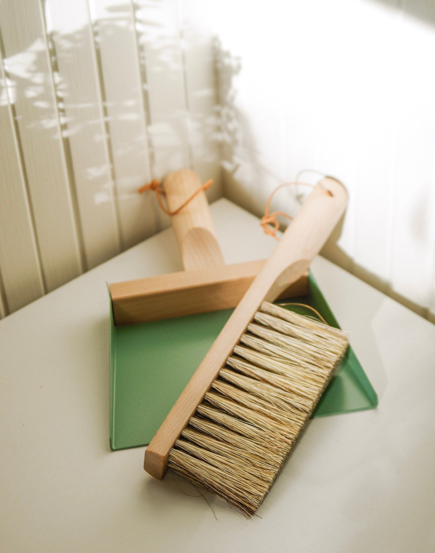 Andree Jardin NATURAL SAGE "Mr &amp; Mrs Clynk" Ã‚Â Hand Brush, Dustpan and Wall Hooks