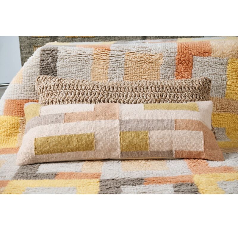 Shale Hand Woven Pastel Color Large Geometric Lumbar Pillow