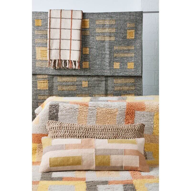 Shale Hand Woven Pastel Color Large Geometric Lumbar Pillow