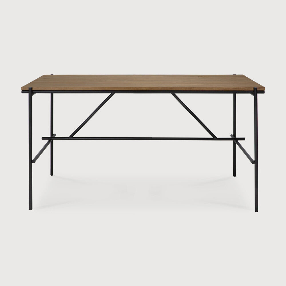 Oscar desk - teak - rectangular - with cable management