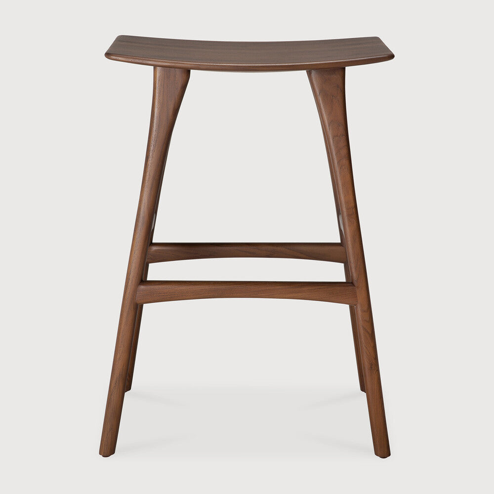 Osso bar stool - varnished teak - brown