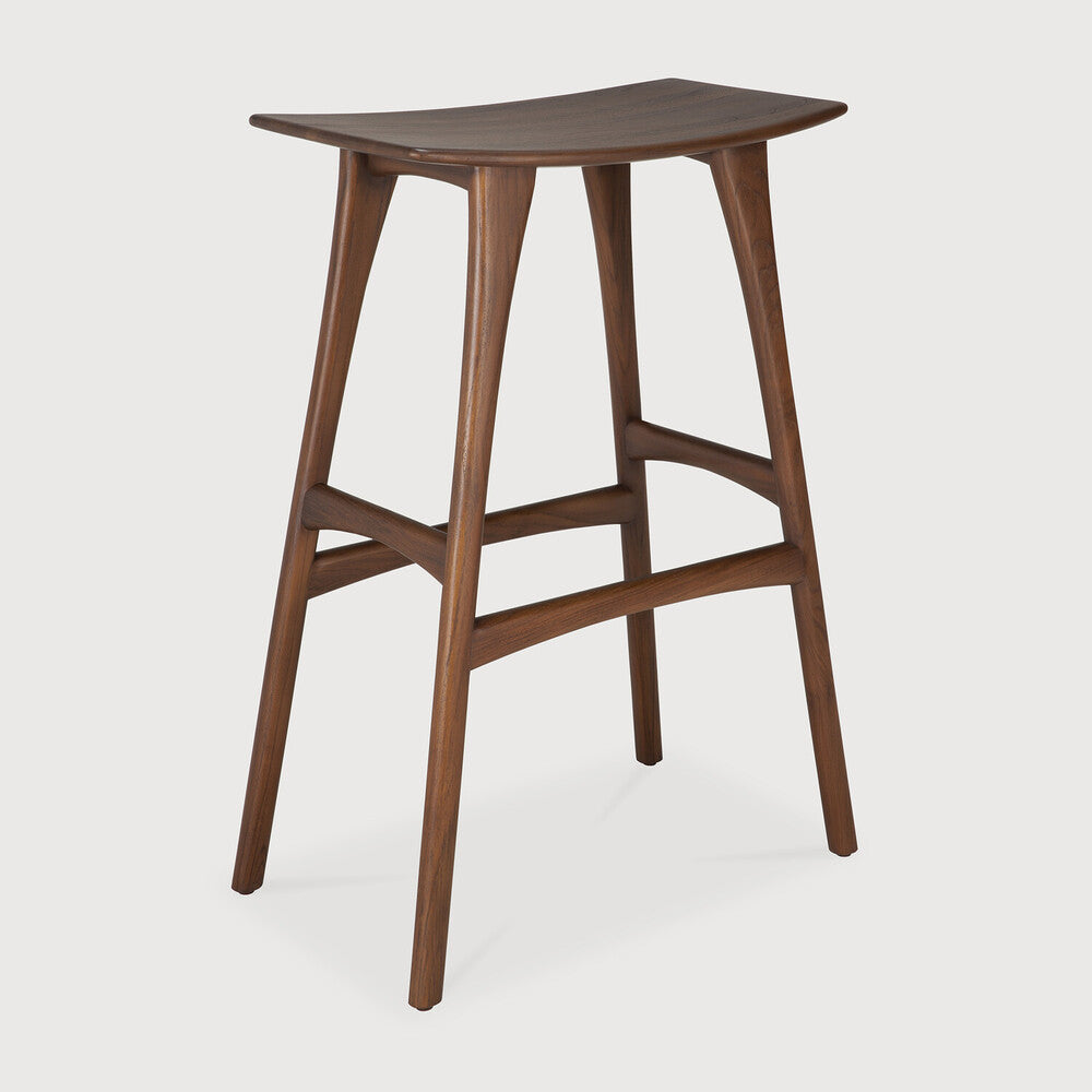 Osso bar stool - varnished teak - brown