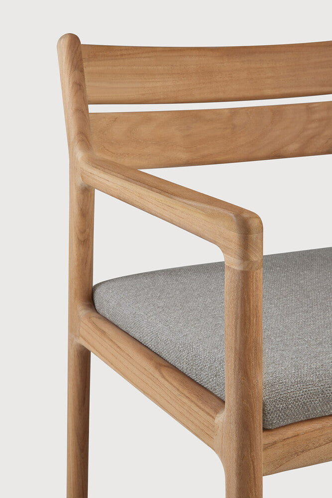 Jack outdoor dining chair - teak - Mocha fabric - with arms