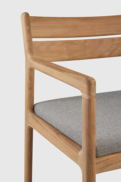 Jack outdoor dining chair - teak - Mocha fabric - with arms
