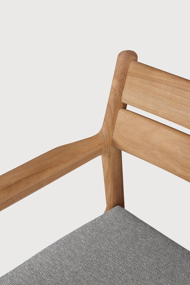 Jack outdoor dining chair - teak - Mocha fabric - with arms