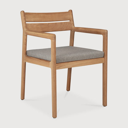 Jack outdoor dining chair - teak - Mocha fabric - with arms